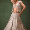 Silver Embroidered Lehenga With Blouse And Jacket