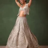 Silver Embroidered Lehenga With Blouse And Jacket