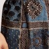Blue Linen Kurta Set With Ajrakh Print