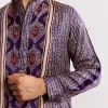 Silk Ajrakh Printed Kurta Set In Purple