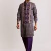 Silk Ajrakh Printed Kurta Set In Purple