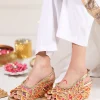 Multicolour Scalloped Embroidered Wedges