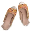 Multicolour Scalloped Embroidered Wedges