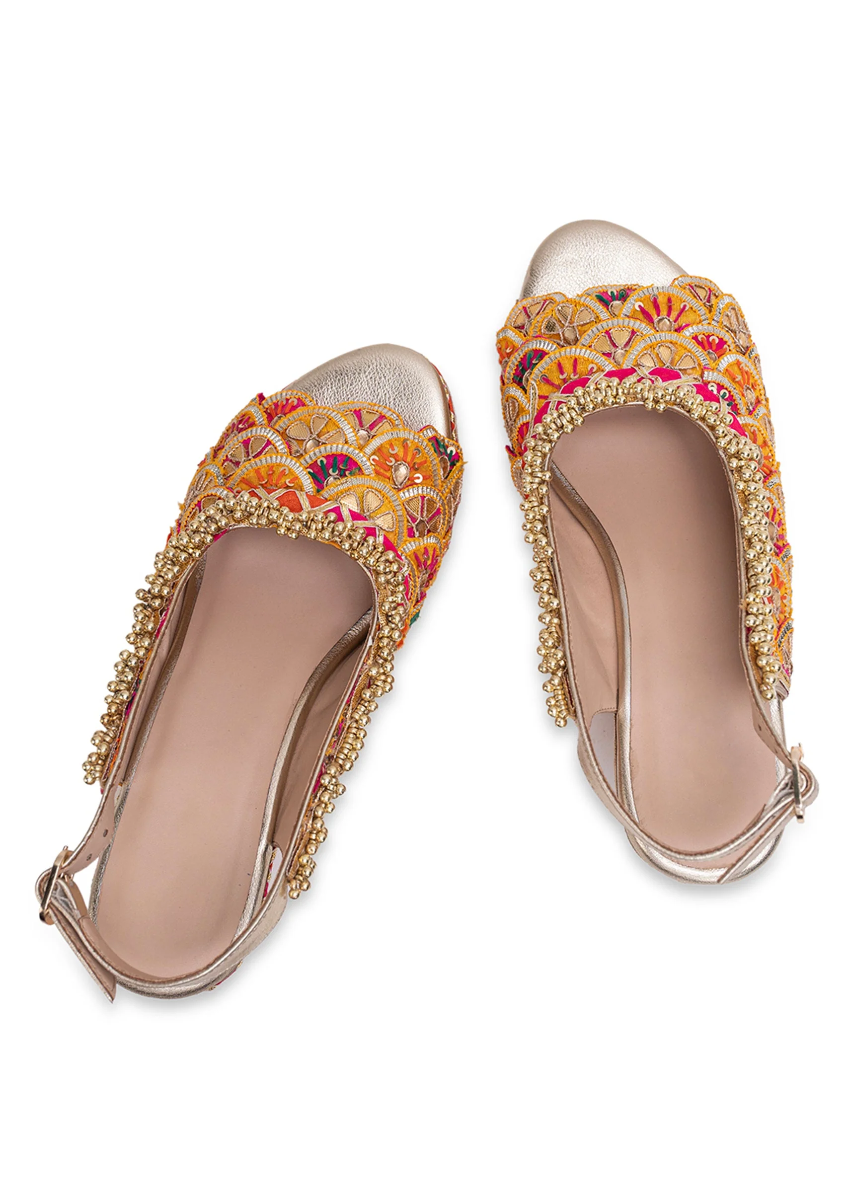 Multicolour Scalloped Embroidered Wedges