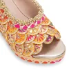 Multicolour Scalloped Embroidered Wedges