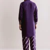 Purple Silk Kurta Set With Ajrakh Print