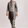 Ajrakh Printed Silk Kurta Set In Silk