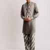 Ajrakh Printed Silk Kurta Set In Silk