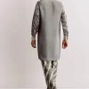 Ajrakh Printed Silk Kurta Set In Silk