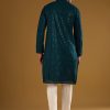 Blue Silk Kurta Set For Men With Heavy Hand Embroidery