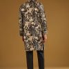 Black Silk Kurta Set For Men With Mirror Work