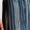 Blue Linen Kurta Jacket Set With Ajrakh Print