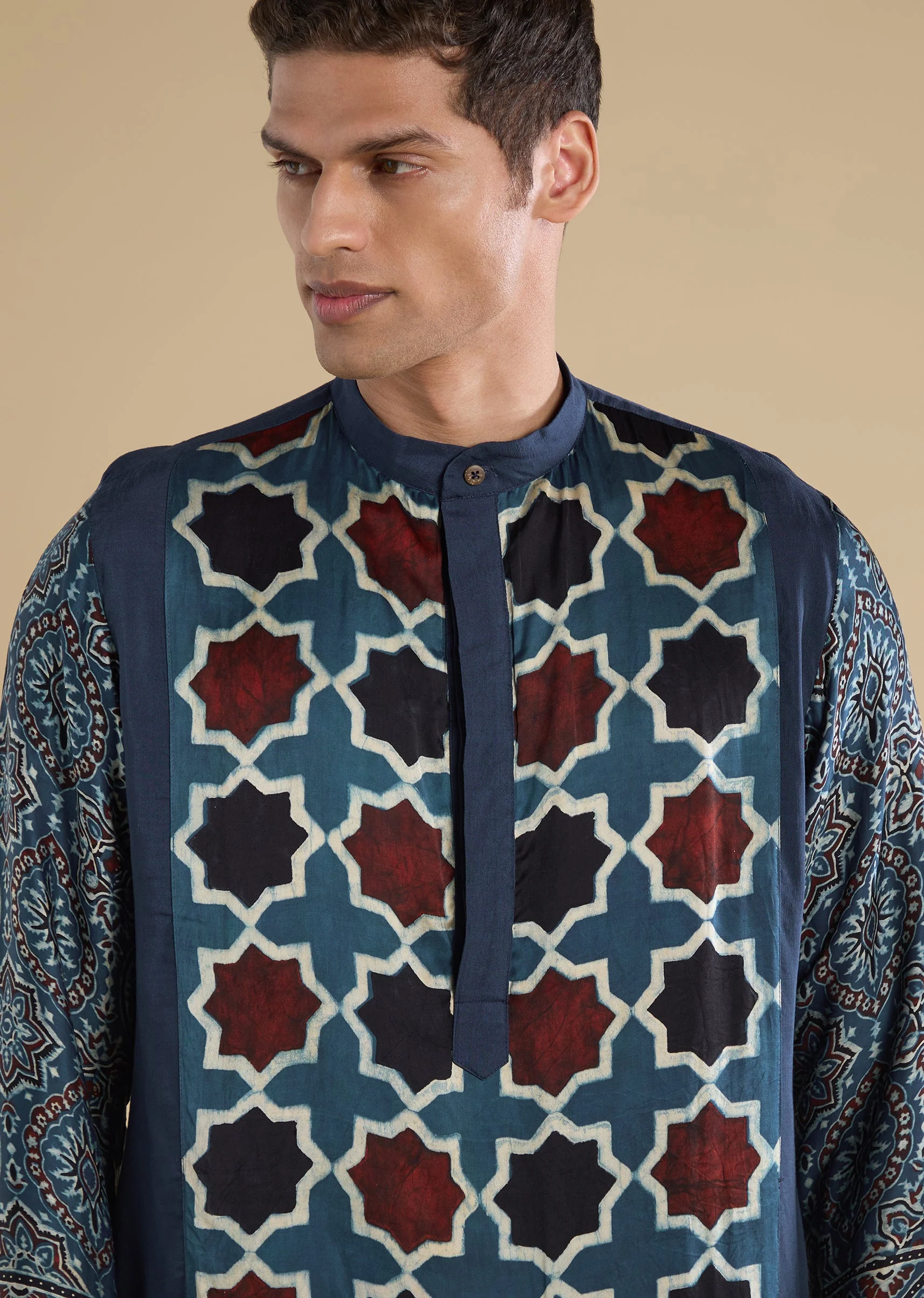 Indigo Ajrakh Printed Kurta Set