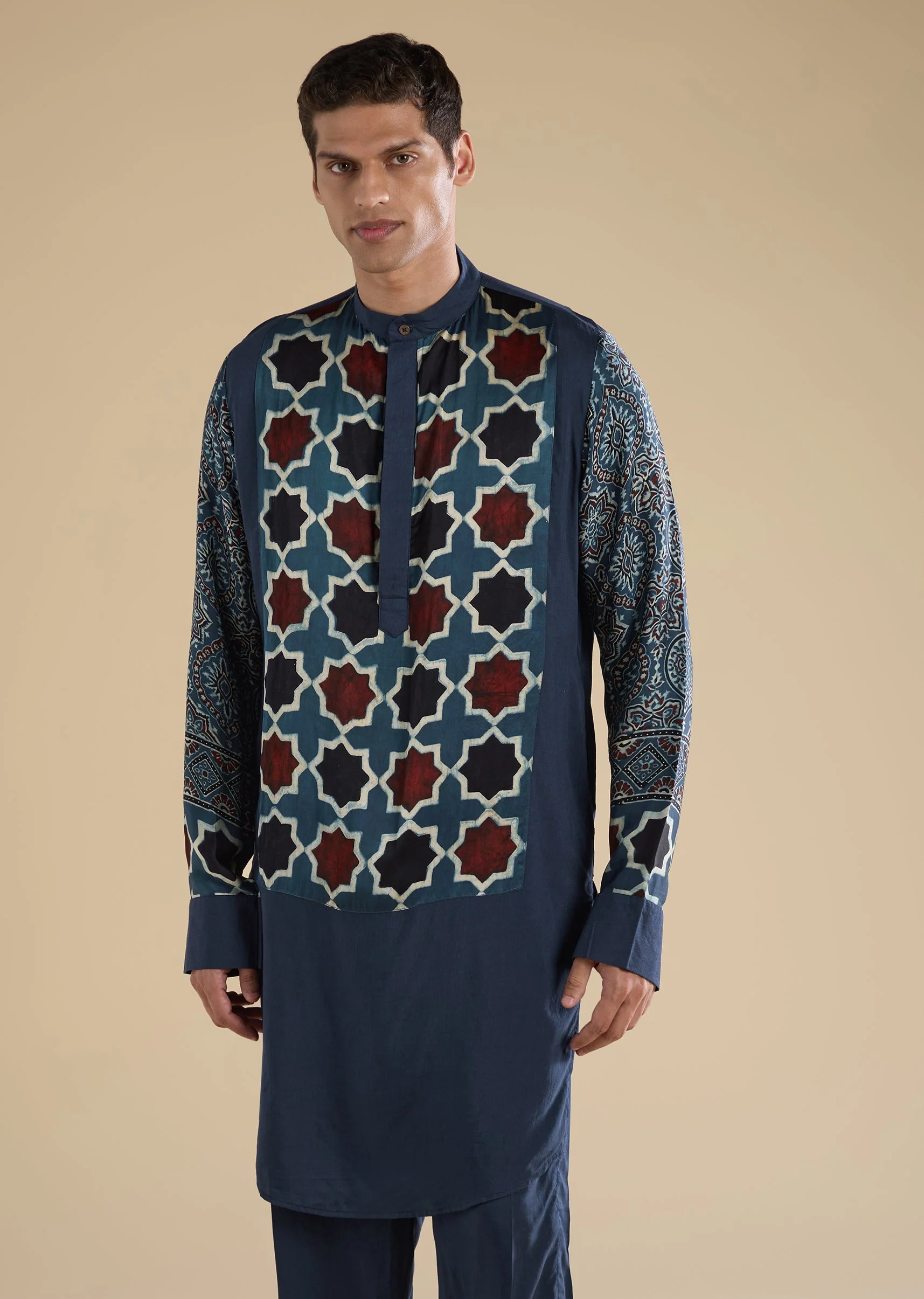Indigo Ajrakh Printed Kurta Set