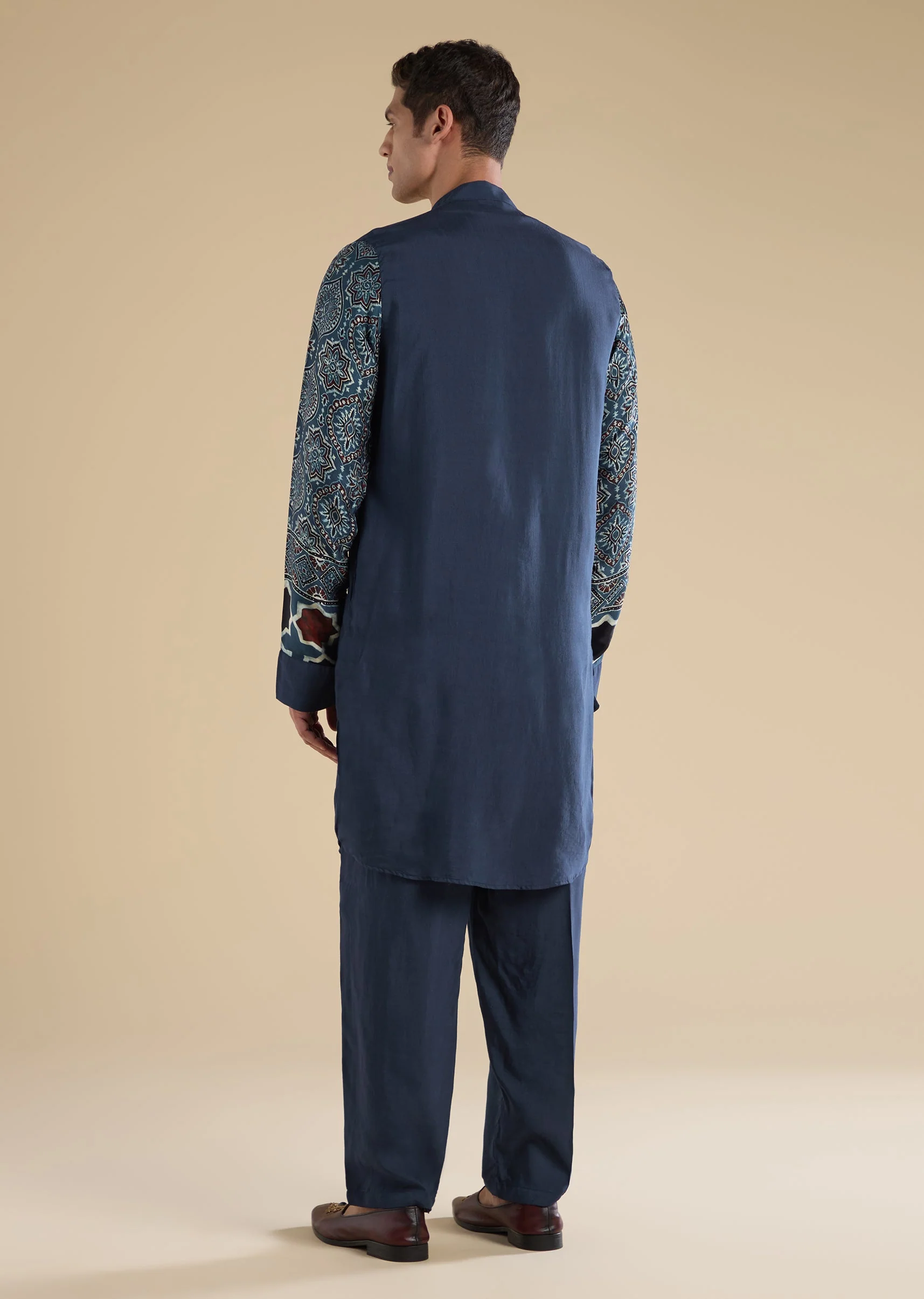 Indigo Ajrakh Printed Kurta Set