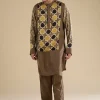 Beige Ajrakh Printed Kurta Set
