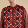 Red Ajrakh Printed Kurta Set