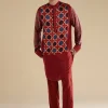 Red Ajrakh Printed Kurta Set