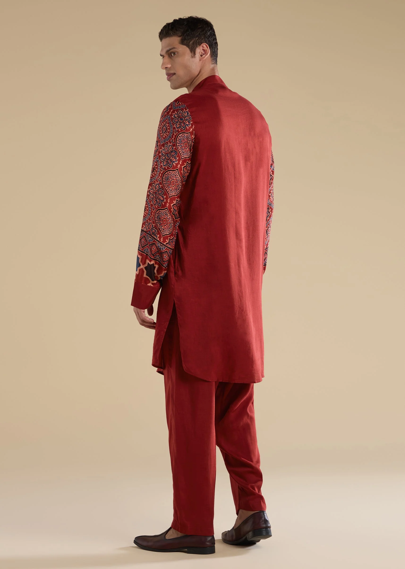 Red Ajrakh Printed Kurta Set