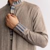 Grey Linen Kurta Set With Ajrakh Print