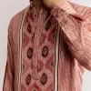 Orange Silk Kurta Set With Ajrakh Print