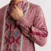 Red Silk Kurta Jacket Set With Ajrakh Print