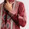 Red Silk Kurta Set With Ajrakh Print