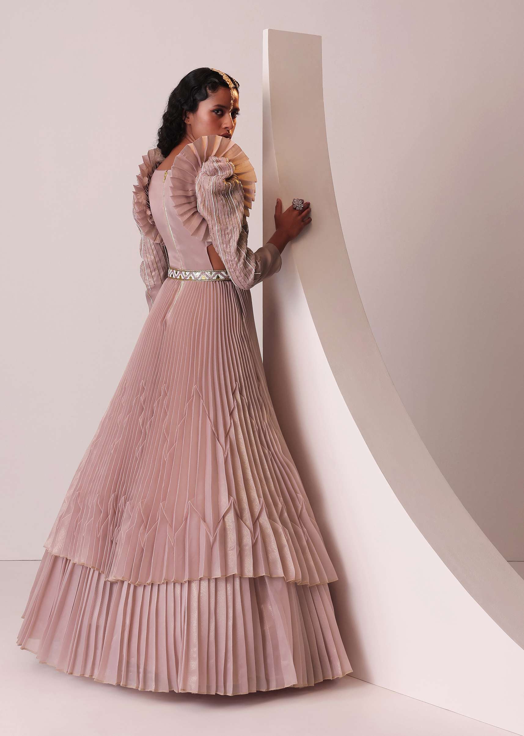 1655-mauve-pink-tiered-embroidered-gown-in-organza-with-frill-shoulder-tops-1.jpg Mauve Pink Tiered Embroidered Gown In Organza With Frill Shoulder-Tops