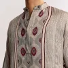 Grey Ajrakh Printed Kurta Set In Silk