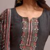 Black Embroidered Kurti Set With Modal Silk Ajrakh Printed Dupatta