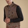 Black Ajrakh Print Mens Jacket Kurta and Pant Set