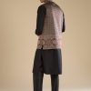 Black Ajrakh Print Mens Jacket Kurta and Pant Set