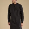 Black Ajrakh Print Mens Jacket Kurta and Pant Set