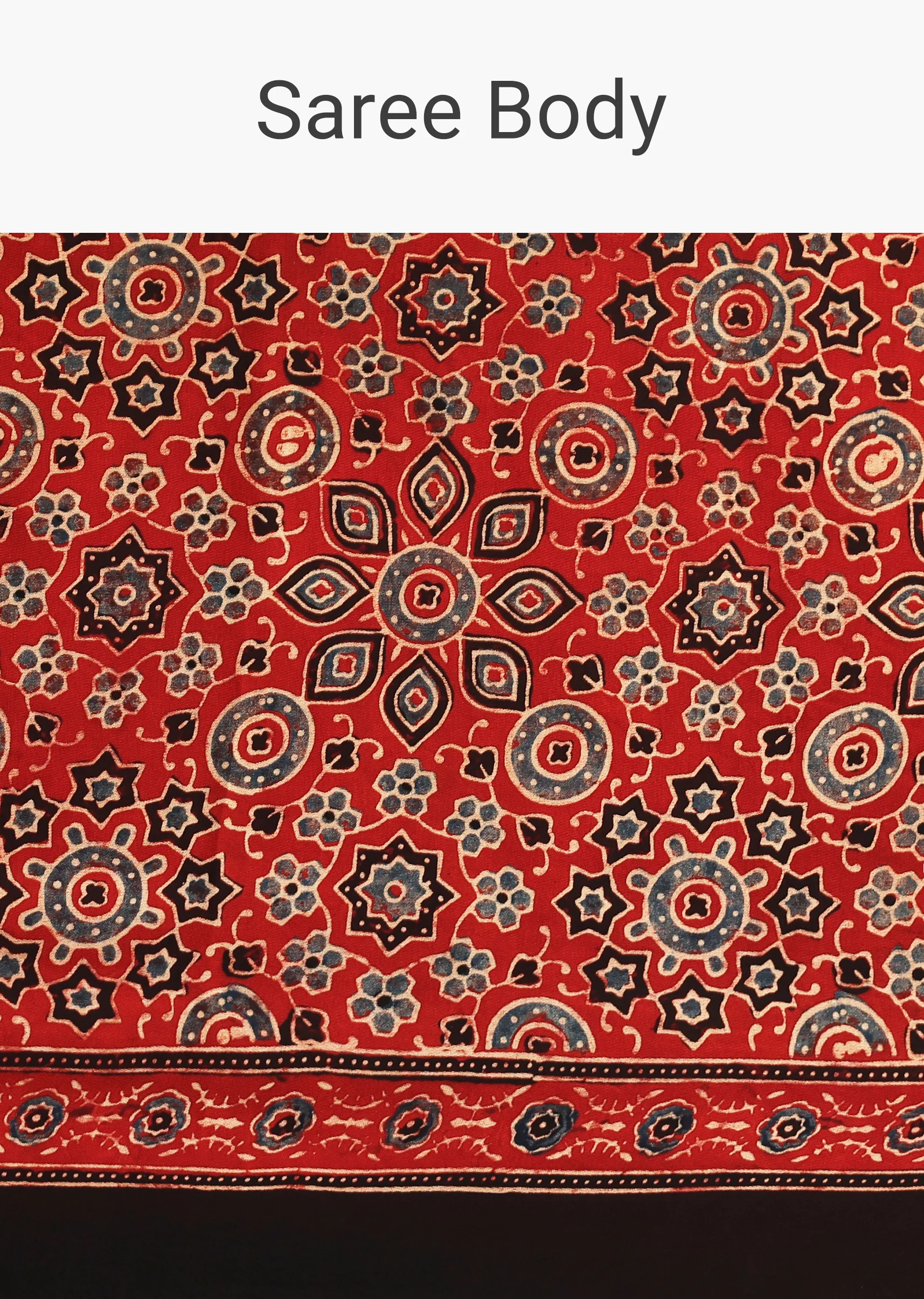 Red Modal Satin Ajrakh Handblock Printed Saree