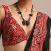 Red Modal Satin Ajrakh Handblock Printed Saree