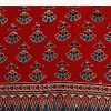 Red Satin Ajrakh Handblock Printed Saree