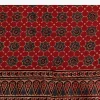 Red Satin Ajrakh Handblock Printed Saree