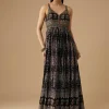 Black Hand Dyed Ajrakh Gown Set with Jacket and Scarf