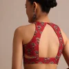 Red Satin Ajrakh Handblock Printed Ready To Wear Saree