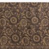 Dark Beige Linen Printed Saree With Authentic Floral Ajrakh Print