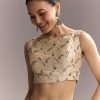 Beige Linen Saree With Black Hand Block Ajrakh Floral Print