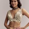 Black Linen Printed Saree With Hand Block Ajrakh Leaf Print