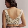 Black Linen Printed Saree With Hand Block Ajrakh Leaf Print