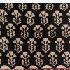 Black Linen Printed Saree With Hand Block Ajrakh Leaf Print