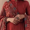 Maroon Linen Kurta Set with Handblock Ajrakh Dupatta