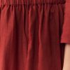 Maroon Linen Kurta Set with Handblock Ajrakh Dupatta