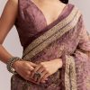 Onion Pink Linen Printed Saree With Traditional Ajrakh Print