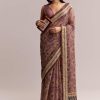 Onion Pink Linen Printed Saree With Traditional Ajrakh Print