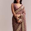 Onion Pink Linen Printed Saree With Traditional Ajrakh Print