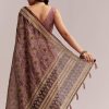 Onion Pink Linen Printed Saree With Traditional Ajrakh Print